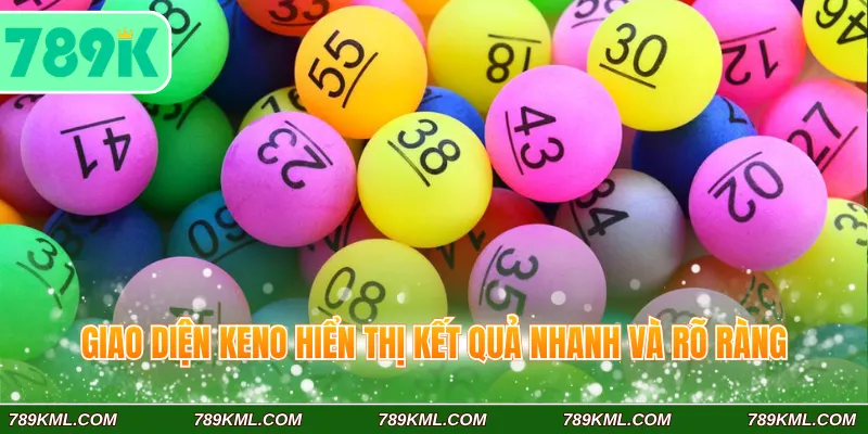 Giao diện Keno hiển thị kết quả nhanh và rõ ràng